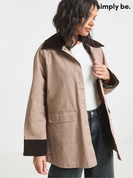 Simply Be Brown Waxed Cord Collar Jacket (F74069) | €85