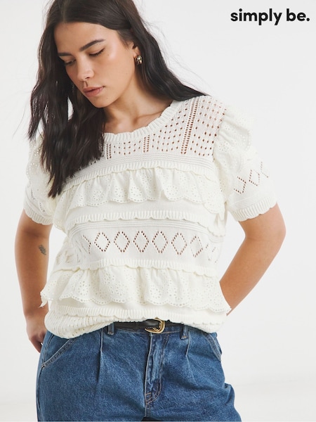Simply Be Ponitelle Mixed Knitted 100% Cotton Top (F74074) | 238 LEI