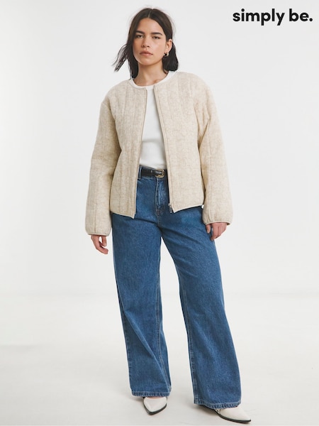 Simply Be Floral Jacquard Collarless Zip Through Jacket (F74077) | ₪302