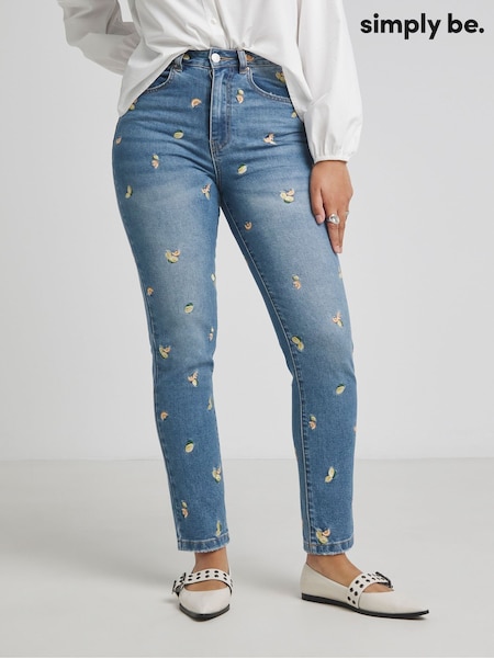 Simply Be Slim Fruit Embroidered Mom Jeans (F74102) | € 61