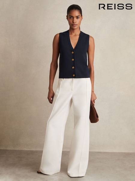 Reiss Navy Gaia Knitted Button Through Vest (F74174) | €140