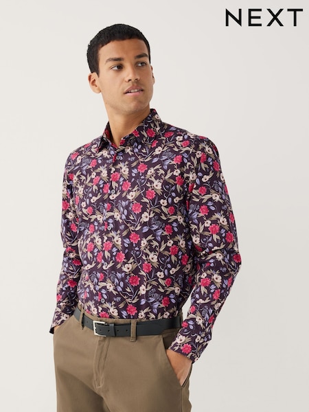 Purple Floral Kew Garden Long Sleeve Shirt (F74227) | AED184