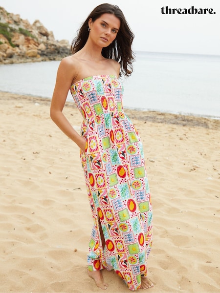 Cream - Bandeau Maxikleid aus Threadbare 100% Baumwolljersey mit Taschen (F74269) | 59 €