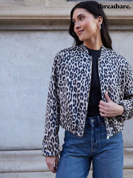 Threadbare Natural Bubble Hem Suedette Bomber Jacket (F74273) | €69