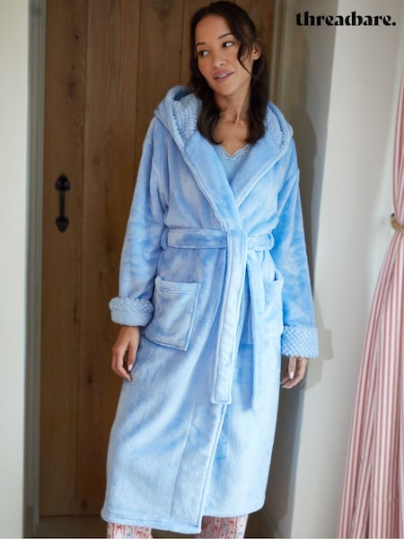 Threadbare Blue Faux Fur Trim Dressing Gown (F74321) | R$ 465