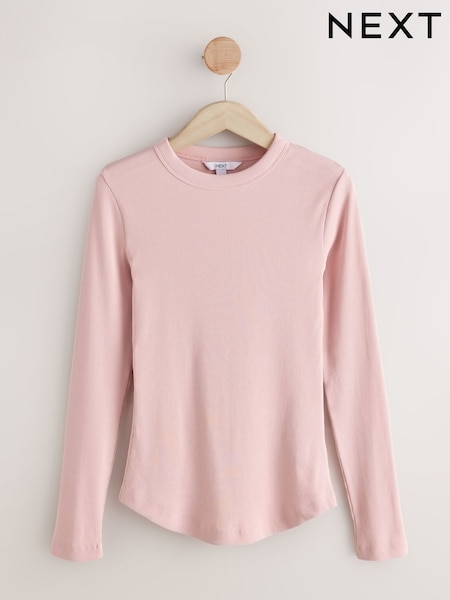 Pink Long Sleeve Crew Neck T-Shirt (F74351) | 81 QAR