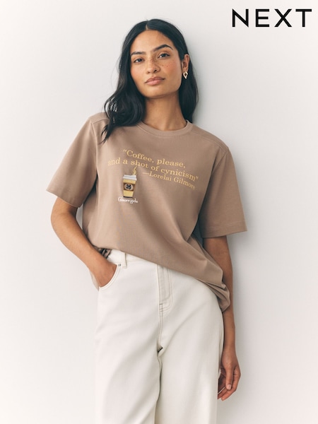 Chocolate Brown Autumnal Coffee Gilmore Girls License Short Sleeve T-Shirt (F74365) | €27