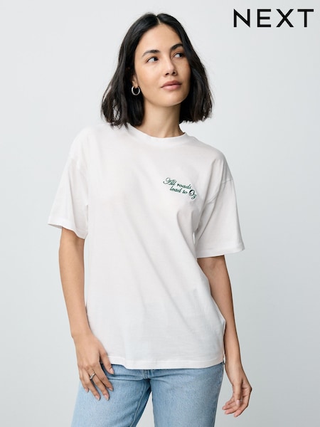 White Emerald City Wicked License Graphic T-Shirt (F74386) | €21