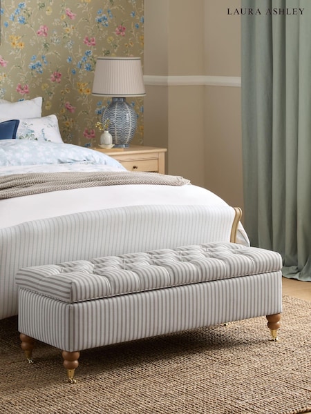 Laura Ashley Natural Cornish Stripe Ropsley Storage Ottoman Bench (F74413) | €377