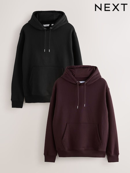 Black/Burgandy Red Cotton Rich Hoodies 2 Pack (F74454) | €66