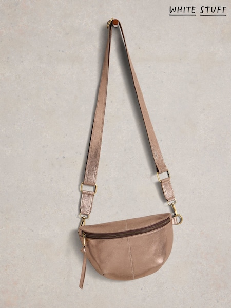 White Stuff Gold Mini Sebby Leather Sling Bag (F74478) | ₪281