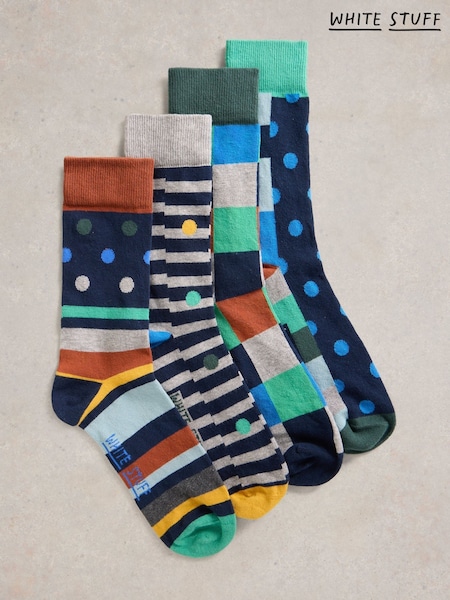 White Stuff Grey 100% Cotton Hotch Potch Ankle Socks 4 Pack (F74496) | €28