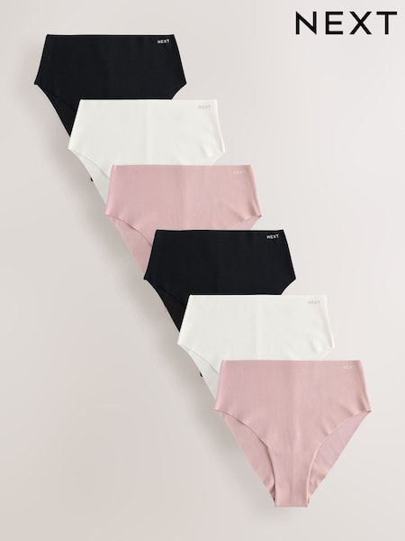 Black/Cream/Pink High Rise High Leg Cotton Blend No VPL Knickers 7 Pack (F74531) | €44