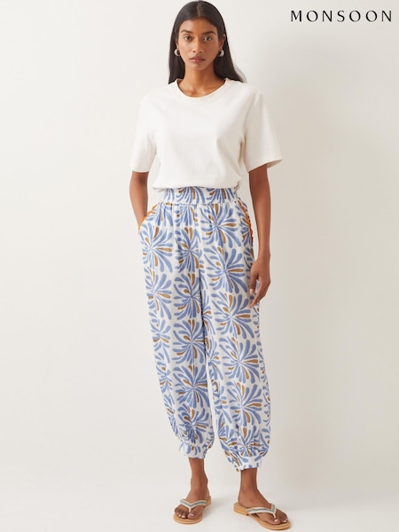 Monsoon Blue Cece Woodblock Print Harem Trousers (F74610) | €62