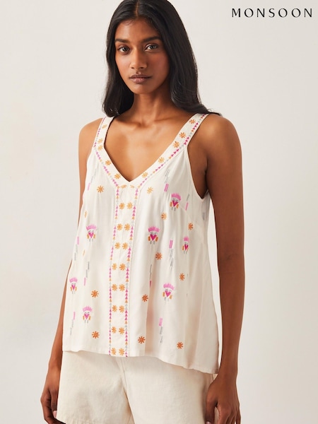 Monsoon Natural Fia Embroidered Cami Top (F74632) | €60