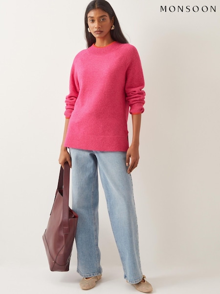 Monsoon Pink Oti Oversized Mock Neck Jumper (F74633) | €83