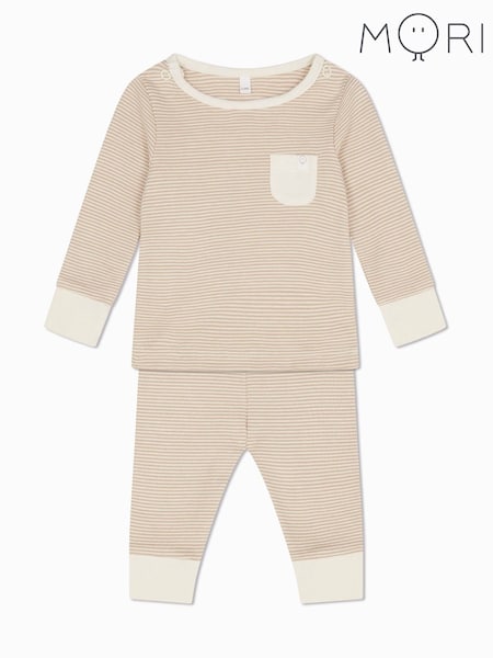 MORI Neutral Cotton & Bamboo viscose Long Sleeve Pyjamas (F74652) | ₪163 - ₪174