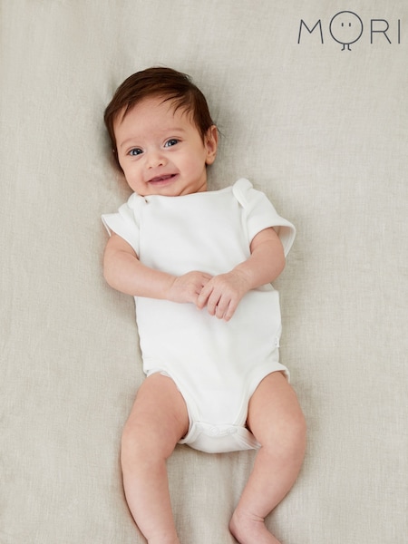 MORI Natural Cotton & Bamboo Viscose Short Sleeve Bodysuit (F74660) | €26