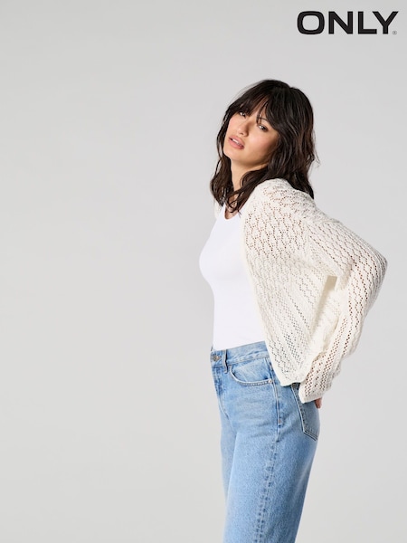 Only Long Sleeved Crochet Knit Open Cardigan (F74683) | ‏126‏₪