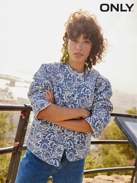ONLY Blue Tile Pattern Quilted Jacket (F74688) | €58