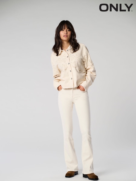 ONLY Natural Blush Mid Waist Flared Jeans With Super Stretch (F74689) | €50