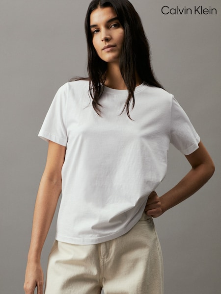 Calvin Klein White Soft 100% Cotton T-Shirt (F74690) | €64