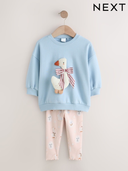 Blue Bow Duck Sweatshirt & Leggings Set (3mths-7yrs) (F74700) | €20 - €25