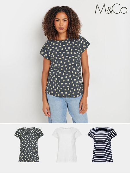 M&Co White Crew Grown On Sleeve T-Shirts 3 Pack (F74719) | €51