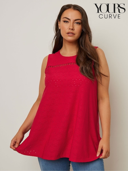 Punainen - Yours Curve Daisy Crochet Broderie anglaise Vest (F74728) | €32