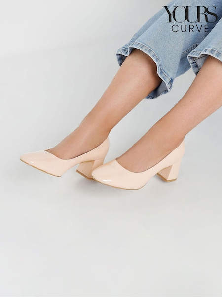 ניוד - Yours Curve Extra Wide Fit Round Toe Mid Block Courts (F74736) | ‏196‏₪