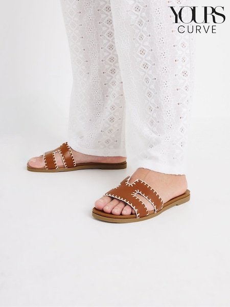 Maro - Yours Curve Extra-Wide Fit Whip Stitch Mule Sandals (F74741) | 231 LEI