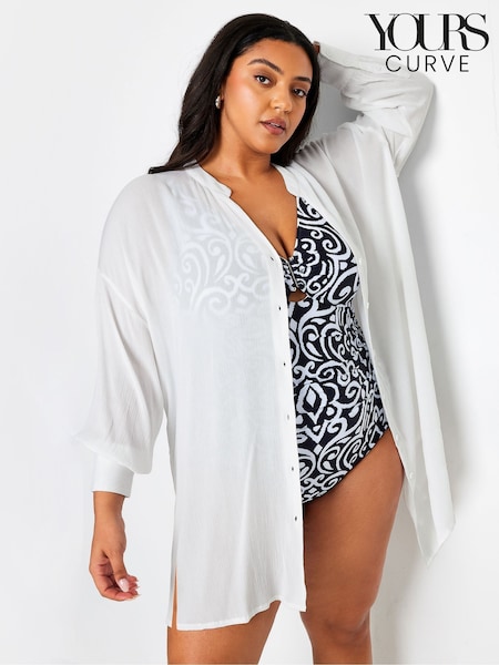 Yours Curve White Button Up Beach Shirt (F74760) | 129 QAR