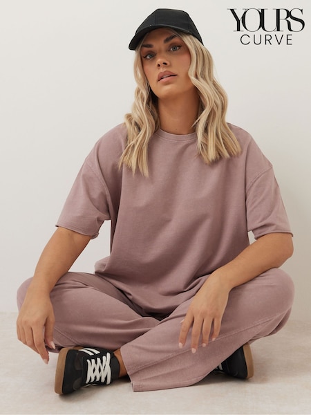 Yours Curve Pink 100% Cotton Acid Wash T-Shirt (F74762) | $42
