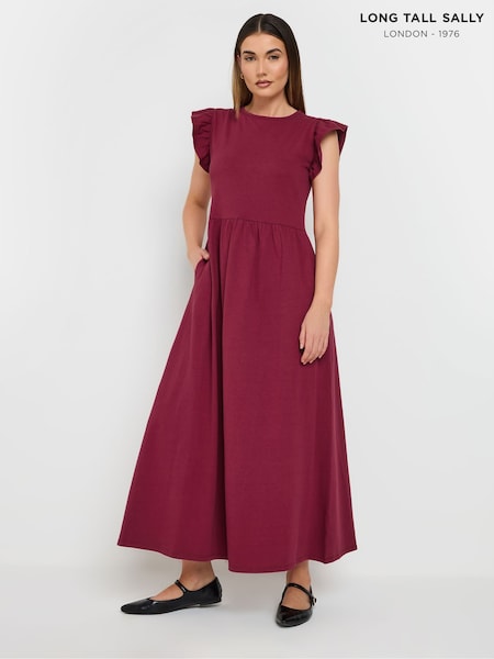 Long Tall Sally Red 100% Cotton Frill Smock Midi Dress (F74788) | €45