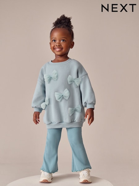 Blue Bow Sweatshirt & Flare Leggings Set (3mths-7yrs) (F74802) | AED76 - AED97