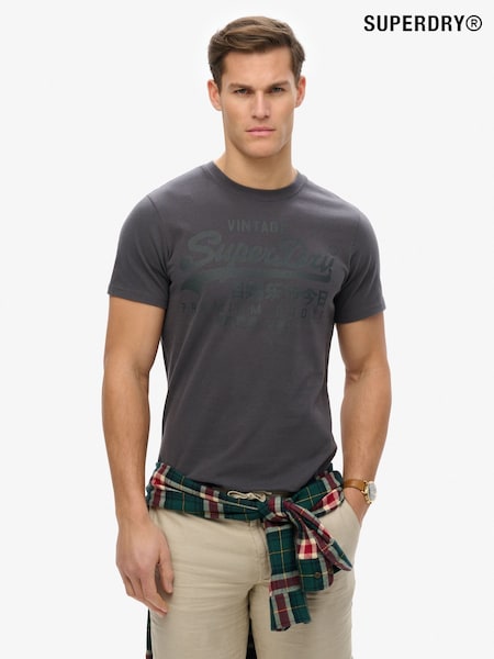 Superdry Grey Vintage Logo Tonal 100% Cotton T-Shirt (F74848) | €36