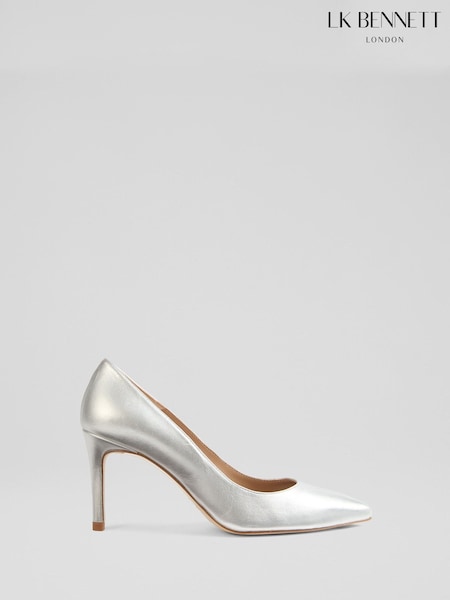 LK Bennett Metallic Floret Leather Stiletto Heel Court Shoes (F74863) | $348