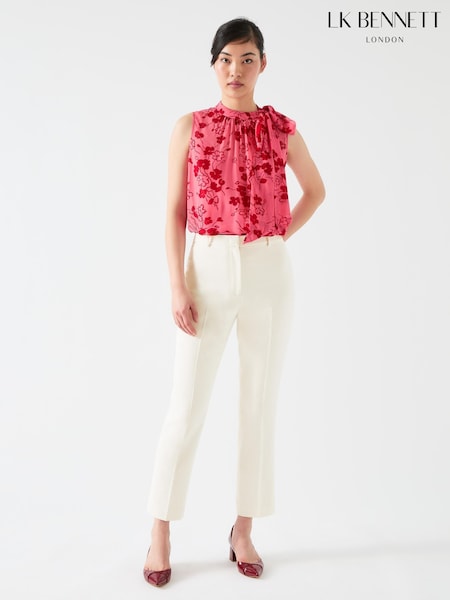 LK Bennett Cream Lily Flat Front 7 & 8Th Trousers (F74877) | €237