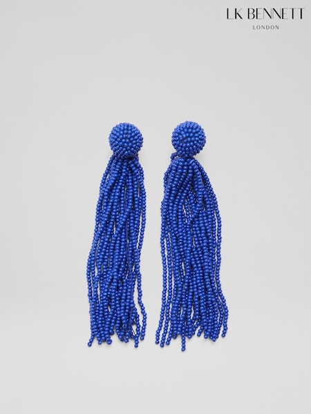LK Bennett Blue Estel Ultra Blue Beads Tassel Bead Drop Jewellery Set (F74878) | R$ 485