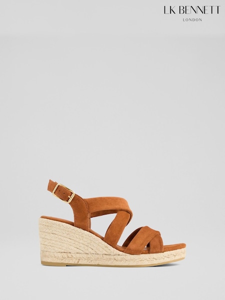 LK Bennett Mariana Tan Suede Multi Strap Sandals (F74888) | € 234