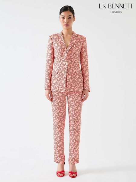 LK Bennett Pink Rebecca Italian Straw Multi Viscose Blossom Print Soft Tailored Trousers (F74890) | 11,956 UAH