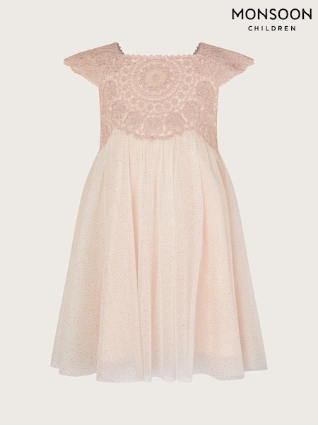 Monsoon Pink Baby Pink Estella Embroidered Tulle Dress (F74892) | AED320 - AED341