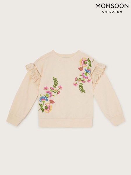 Monsoon Natural Floral Embroidered Ruffle Jumper (F74899) | kr343 - kr400