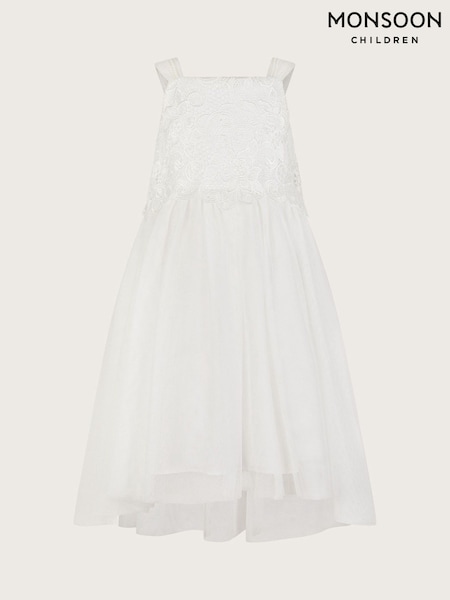 Monsoon White Anna Strappy Lace High-Low Dress (F74904) | €77 - €90