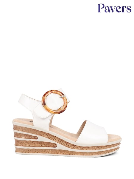 Pavers White Touch Fasten Wedge Sandals (F74910) | €54
