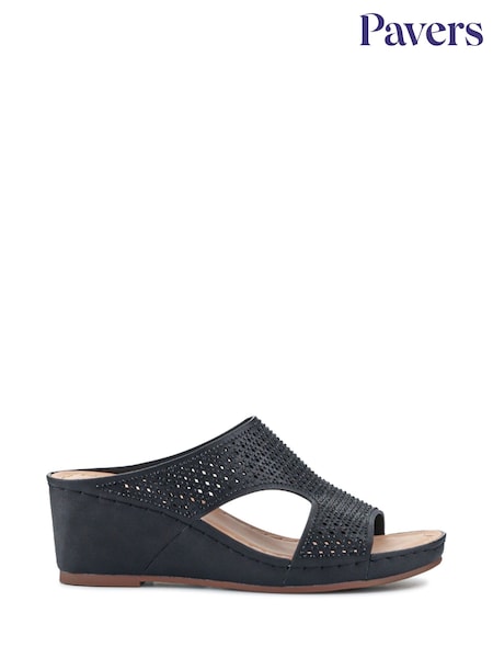 Pavers Black Tall Wedge Heel Mules (F74918) | R$ 295