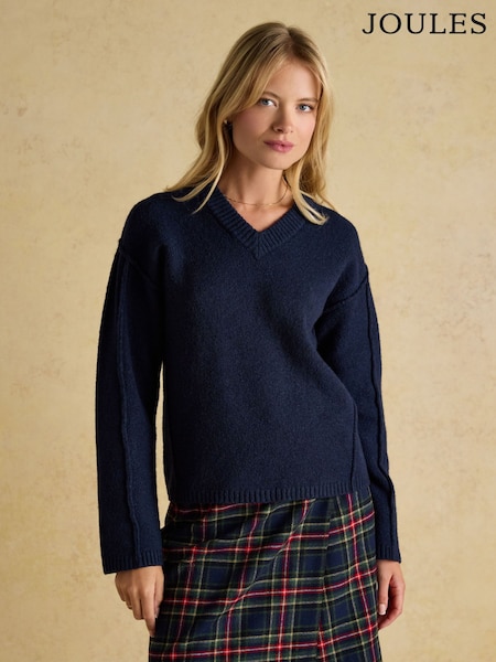 Joules Hannah Navy V-Neck Relaxed Fit Jumper (F74926) | €58.95