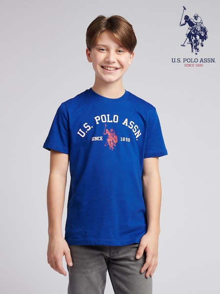 U.S. Polo Assn. Light Blue Boys 100% Cotton Signature Arch Print T-Shirt (F74938) | €28 - €34
