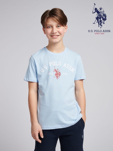U.S. Polo Assn. Blue Boys 100% Cotton Signature Arch Print T-Shirt (F74944) | R$ 195 - R$ 235