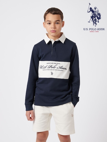 U.S. Polo Assn. Blue Boys 100% Cotton Premium Embroidery Rugby Shirt (F74946) | €73 - €87